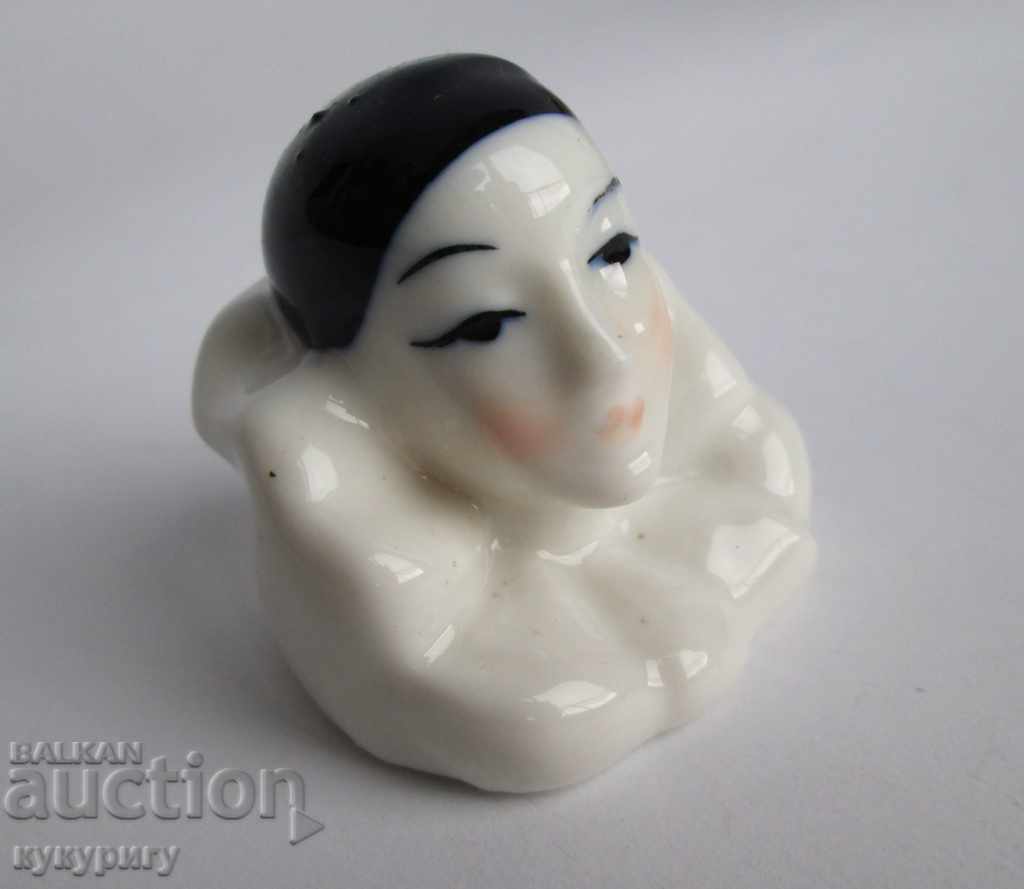 An old small porcelain statuette figurine Arlequin with price 20.00 BGN | € 10.23