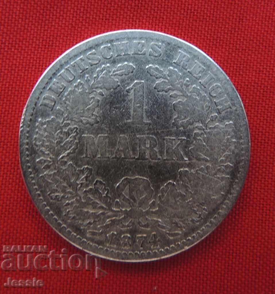 1 μάρκα 1874 D ασημί Γερμανία