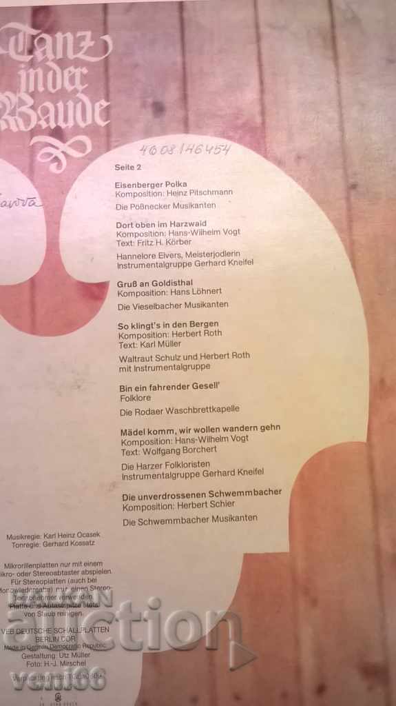 Delivery of Gramophone record - Tanc in der Baude - DDR Delivery of Gramophone record - Tanc in der Baude - DDR