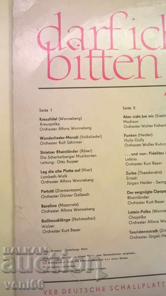 Gramophone record - Darf ich bitten - DDR with price 2.00 BGN | € 1.02 Gramophone record - Darf ich bitten - DDR with price 2.00 BGN | € 1.02