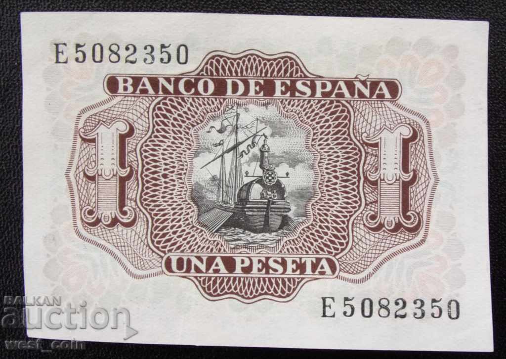 Spain 1 Peseta 1953 Rare