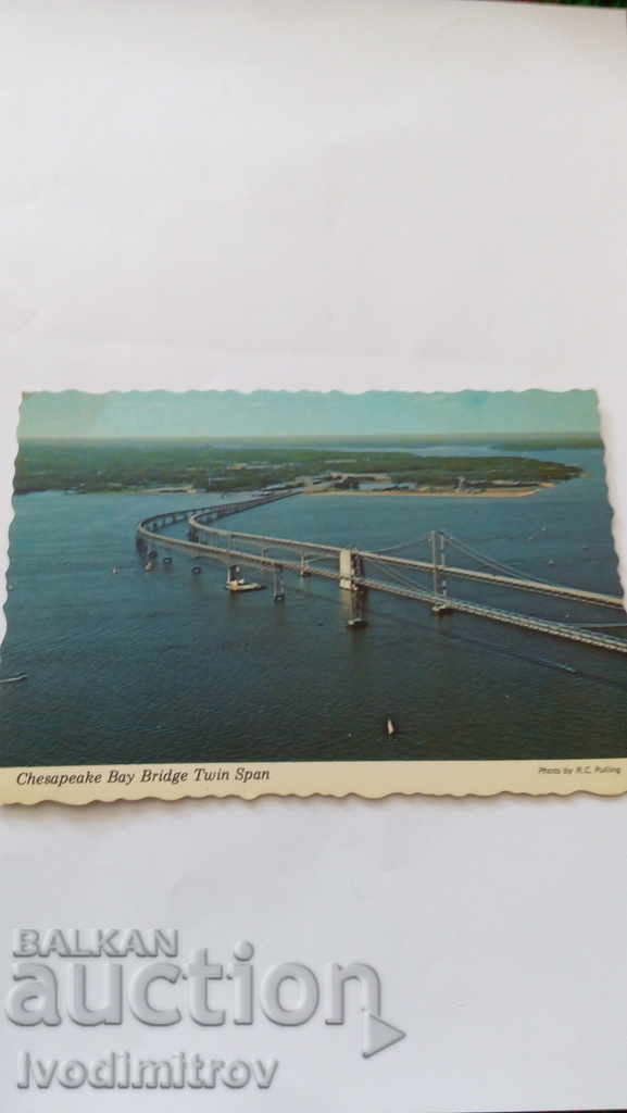 Postcard Chesapeake Bay Bridge Twin Span