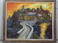 Framed landscape oil painting