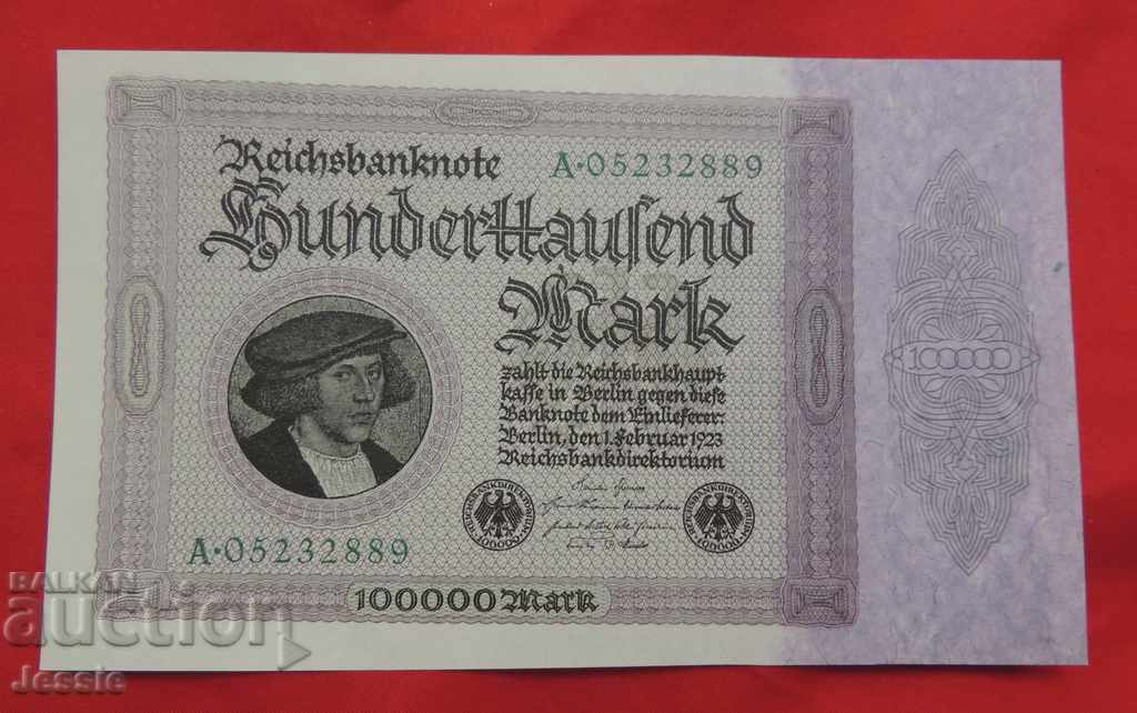 Banknote 100,000 marks 1923 Germany UNC - COMPARE AND VALUE