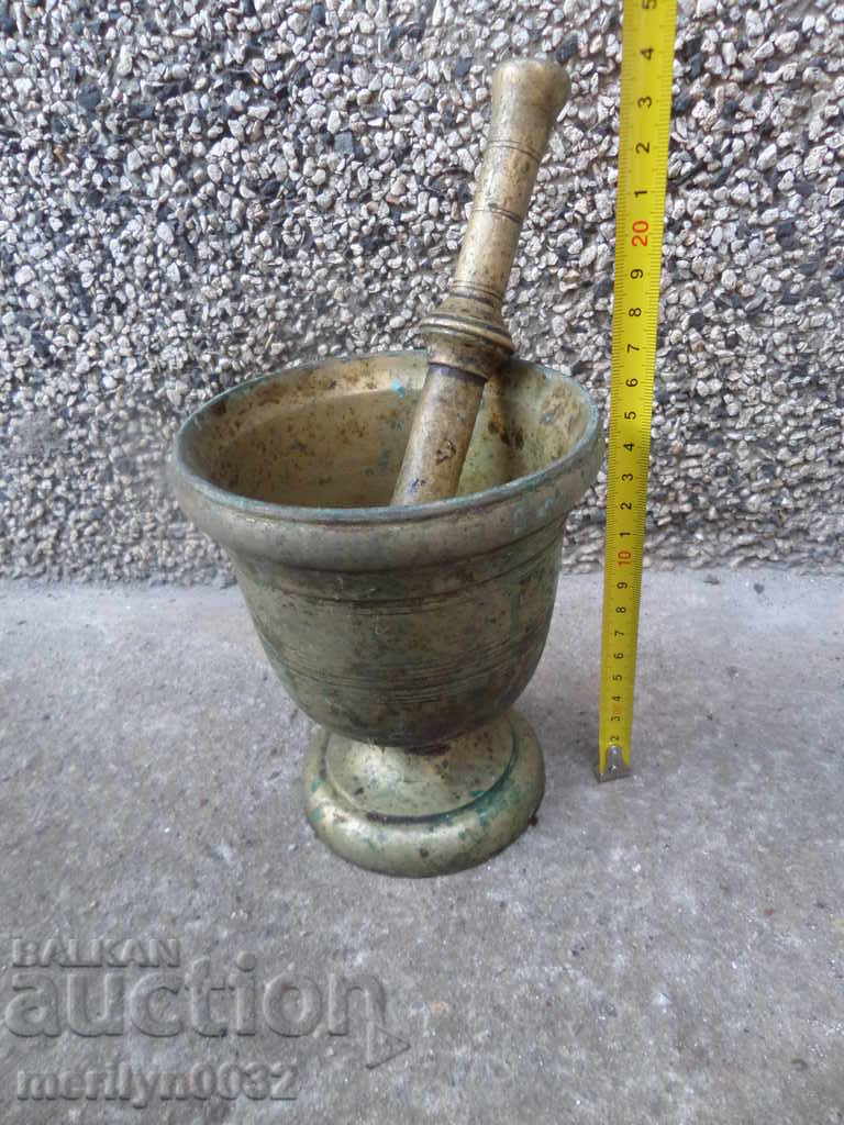 Auction Old bronze mortar, hammer, mortar 3.4 kg brass Auction Old bronze mortar, hammer, mortar 3.4 kg brass
