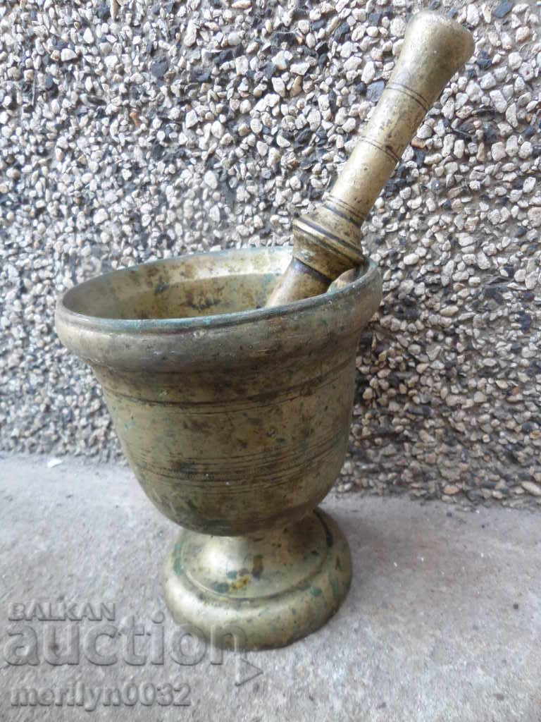 Old bronze mortar, hammer, mortar 3.4 kg brass - 7 Old bronze mortar, hammer, mortar 3.4 kg brass - 7