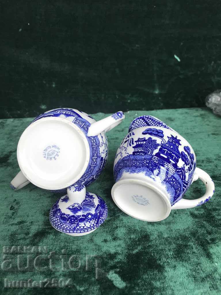 Sugar bowl and jug - height 12 cm with price 33.95 BGN | € 17.36 Sugar bowl and jug - height 12 cm with price 33.95 BGN | € 17.36