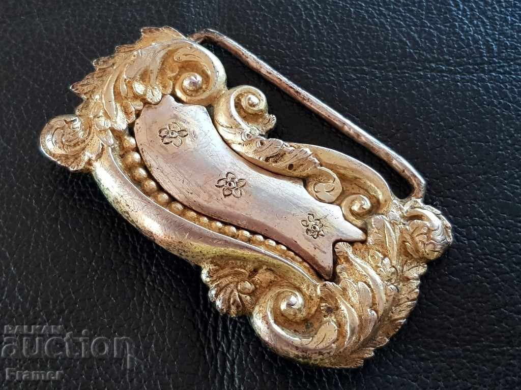 Възрожденска СРЕБЪРНА тока пафта с позлата пафти носия - 5