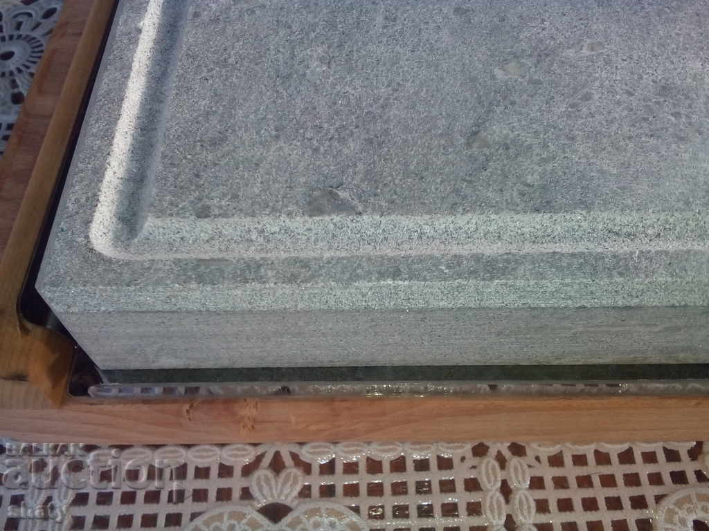 Marble barbecue plate with wooden stand. with price 35.00 BGN | € 17.90 Marble barbecue plate with wooden stand. with price 35.00 BGN | € 17.90