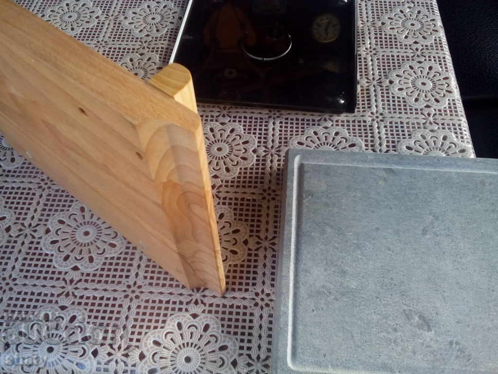 Marble barbecue plate with wooden stand. - 7 Marble barbecue plate with wooden stand. - 7
