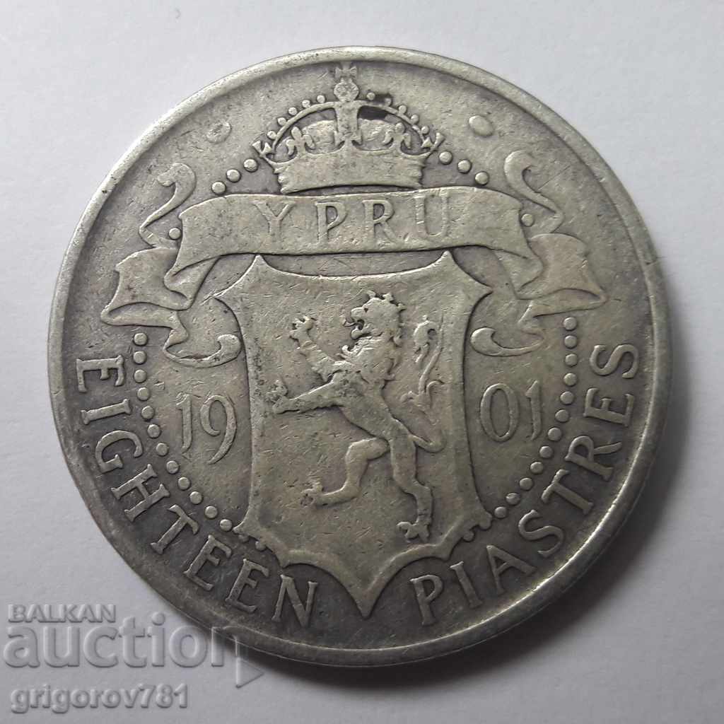 18 Piaștrii argint Cipru 1901 - o monedă de argint rară №4 cu preț € 38.35 | 75.01 BGN