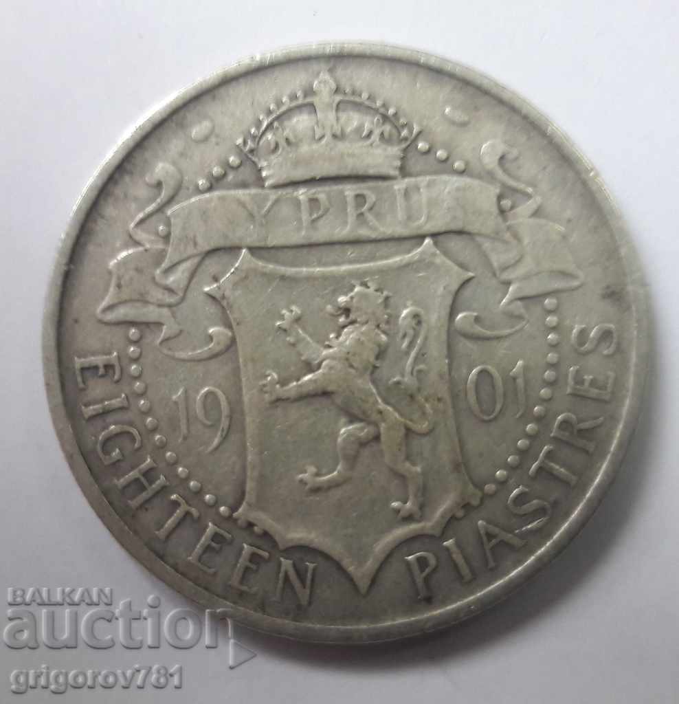18 Piaștrii argint Cipru 1901 - o monedă de argint rară №9 cu preț € 38.35 | 75.01 BGN