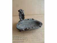 Bronze ashtray with monkey figure USSR 60-year-old figurine