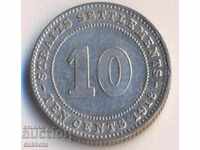 Straits setlements 10 cenți 1918