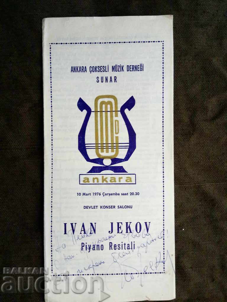 Ivan Zhekov - pian. autograf