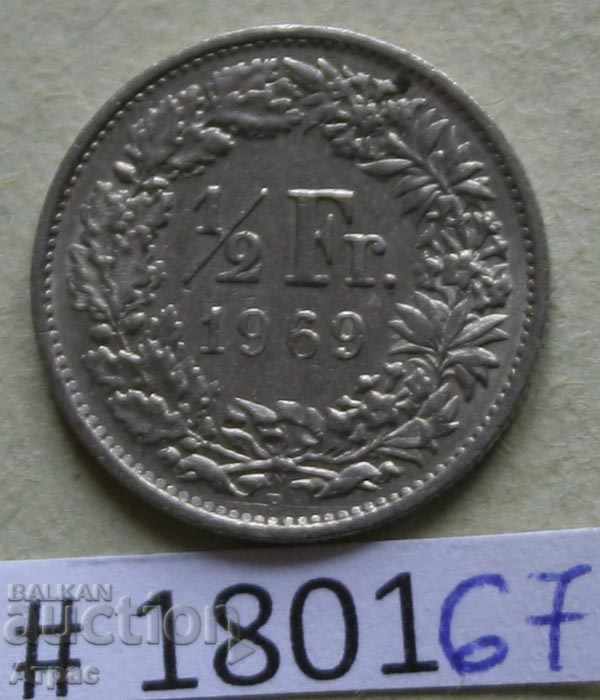 1/2 franc 1969 Elveția