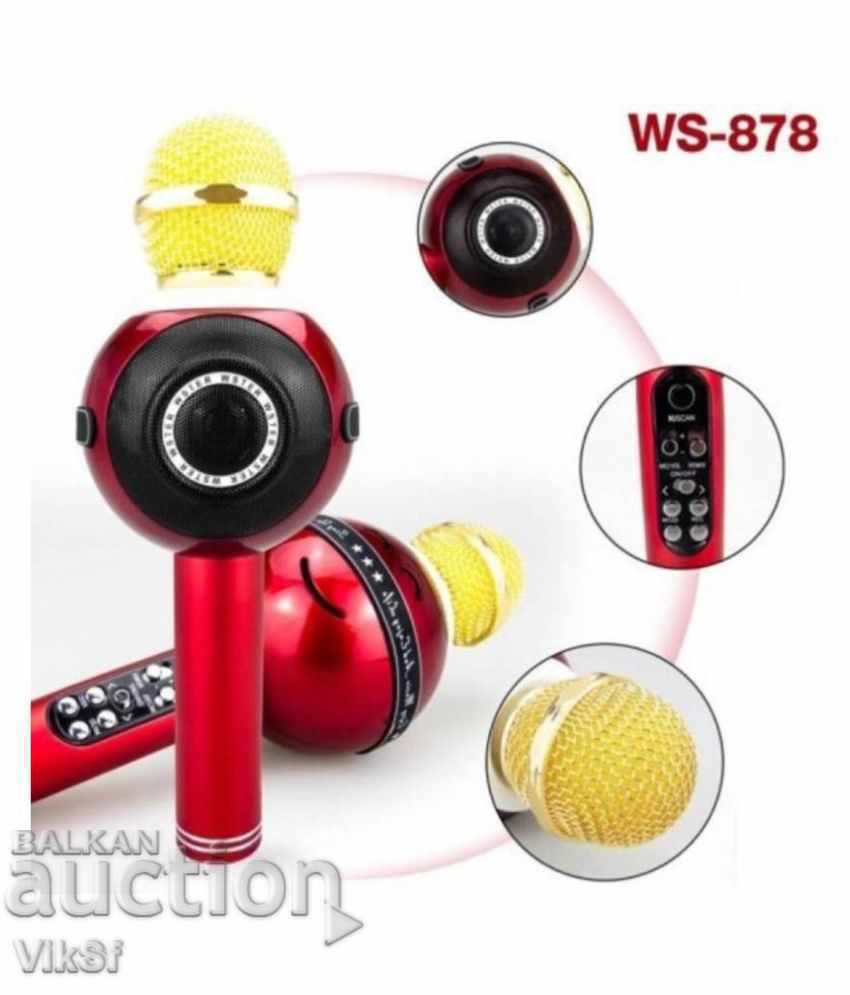 Microfon-karaoke cu efect disco și coloană rotundă WS-878