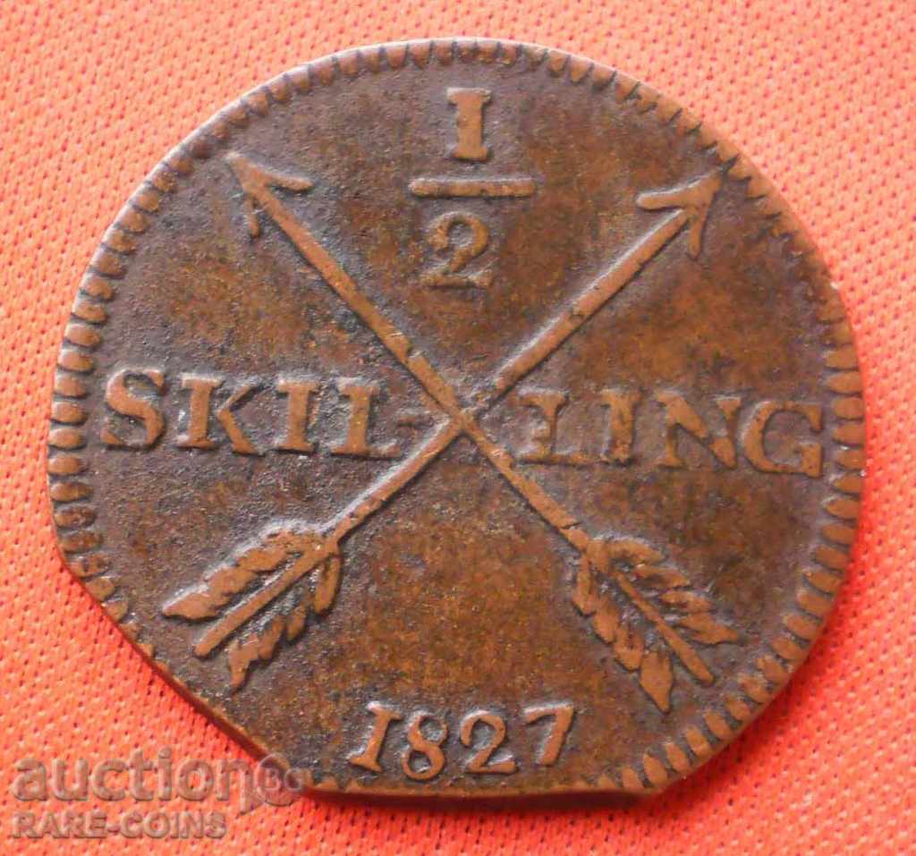 Suedia ½ Skilling 1827 (5) (5k) cu preț € 10.23 | 20.01 BGN