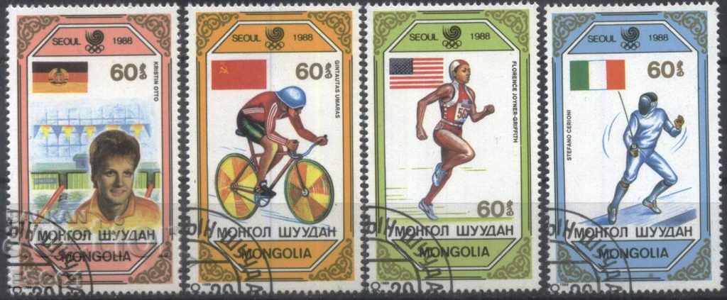 Клеймовани марки Олимпийски игри Сеул 1988 от Монголия 1989