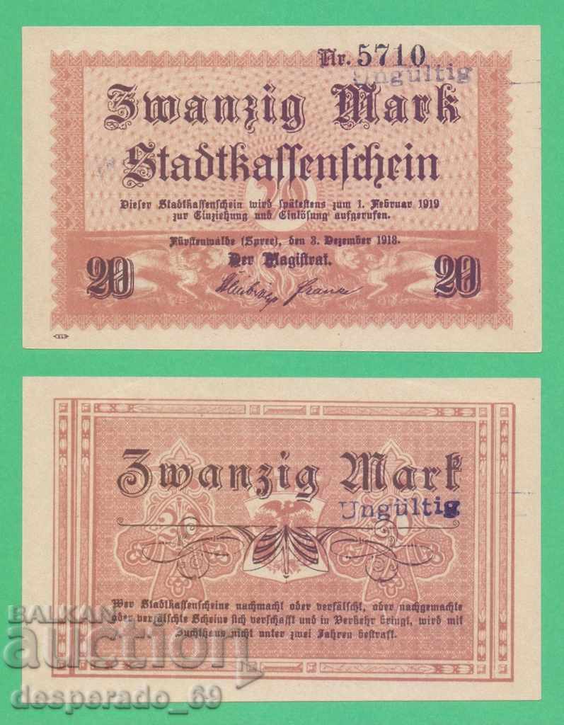 (¯`'•.¸ГЕРМАНИЯ (Fürstenwalde) 20 марки 1918  UNC ¸.•'´¯)