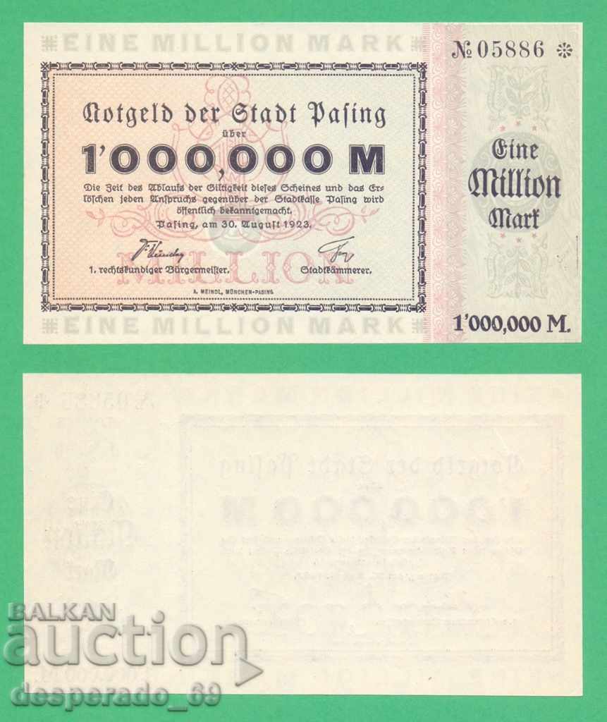 (¯`'•.¸ГЕРМАНИЯ (Pasing) 1 милион марки 1923  UNC¸.•'´¯)