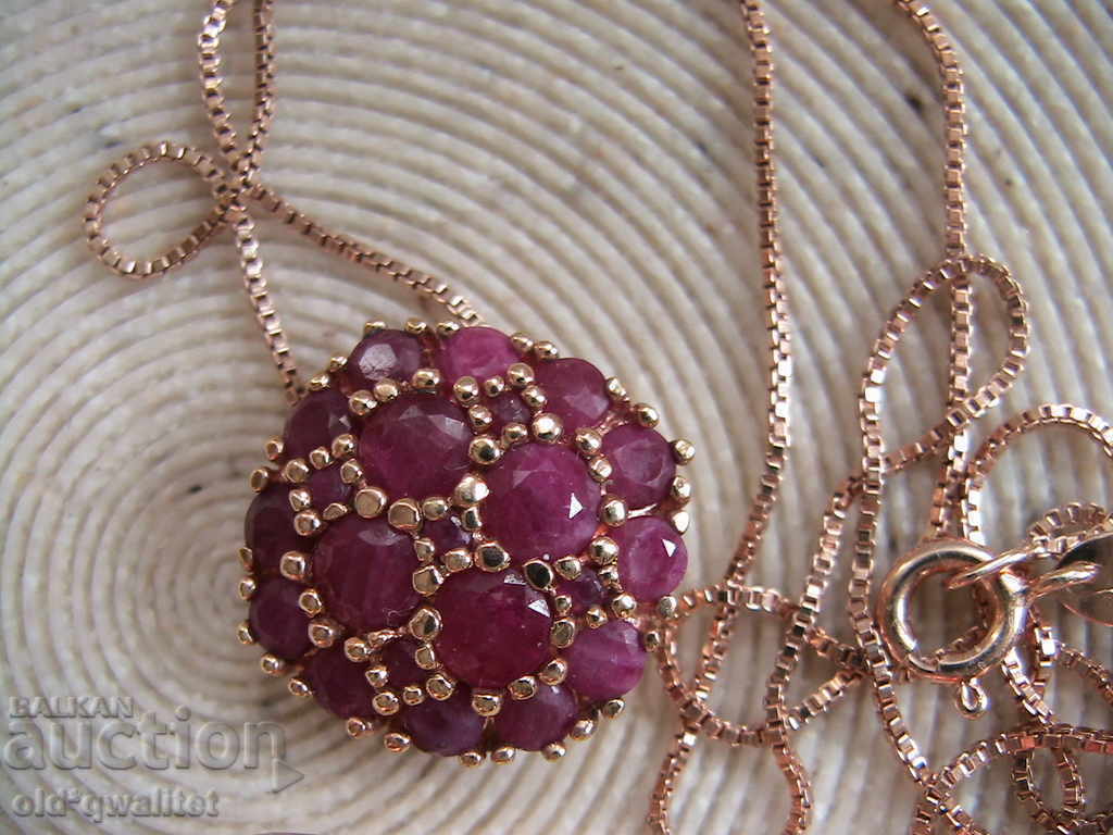 Auction SET Fine Fine Ring Necklace Gold Plated 925 Ruby Silver Auction SET Fine Fine Ring Necklace Gold Plated 925 Ruby Silver