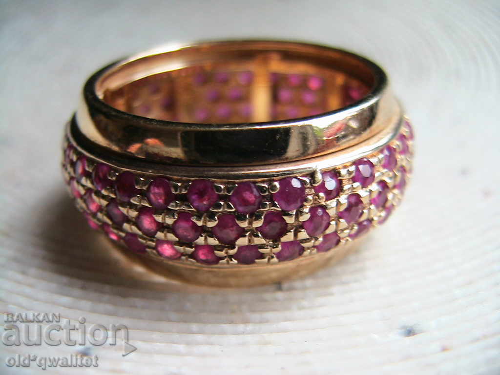 Auction  Refined silver ring gilded Silver 925, Rubin