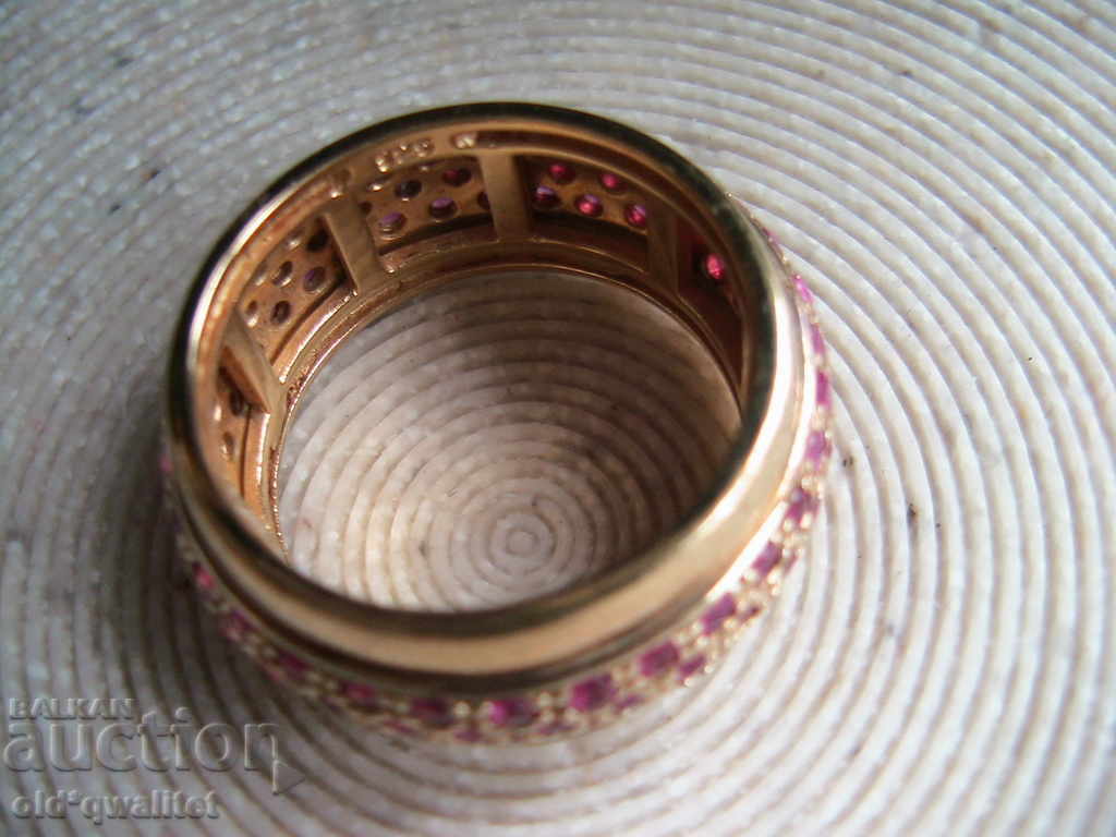 Delivery of Refined silver ring gilded Silver 925, Rubin