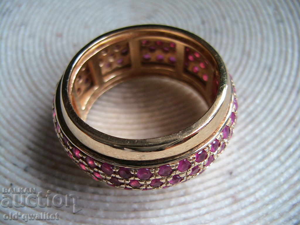 Refined silver ring gilded Silver 925, Rubin - 5