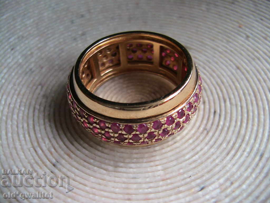 Refined silver ring gilded Silver 925, Rubin - 6
