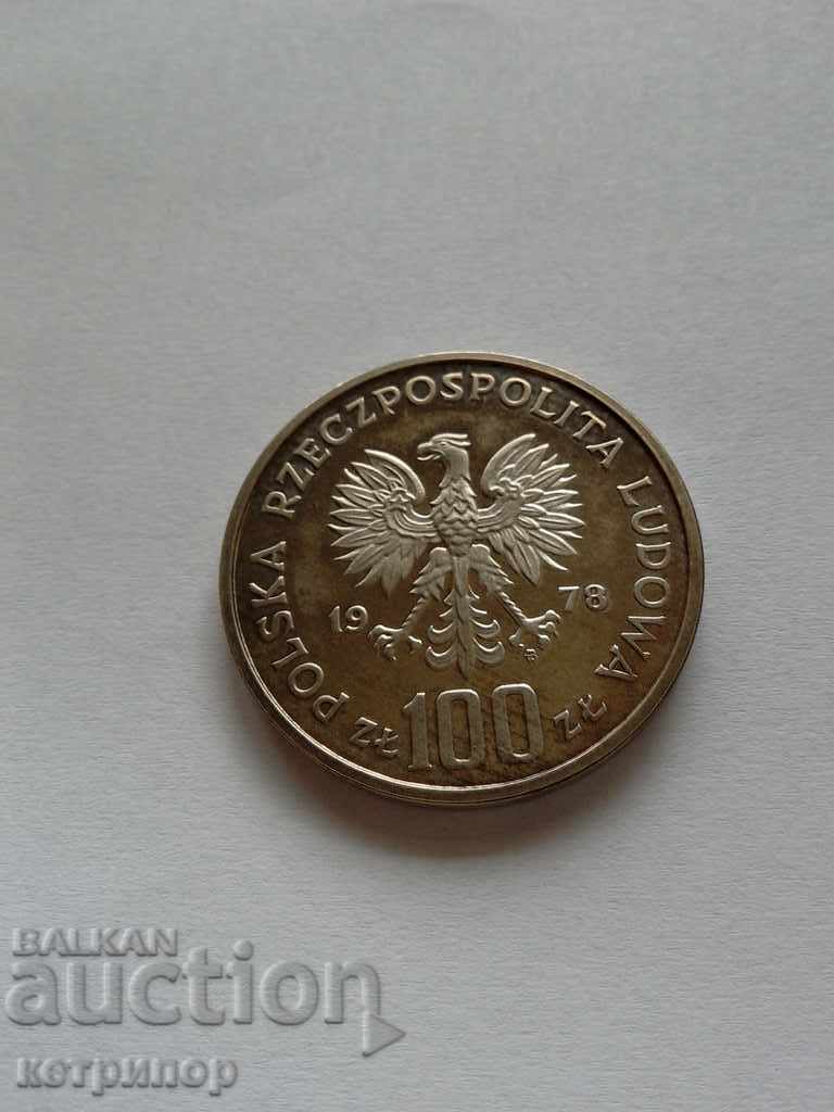 100 злоти Полша 1978г сребърна. Пруф