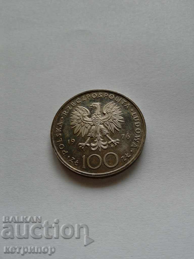 100 zloty Poland 1976 silver. Proof