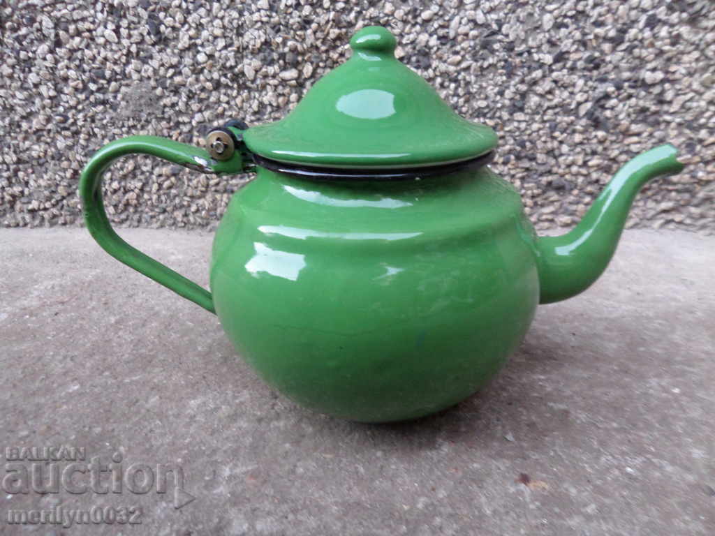 Enamelled teapot made of salt container with enamel with price 29.00 BGN | € 14.83 Enamelled teapot made of salt container with enamel with price 29.00 BGN | € 14.83