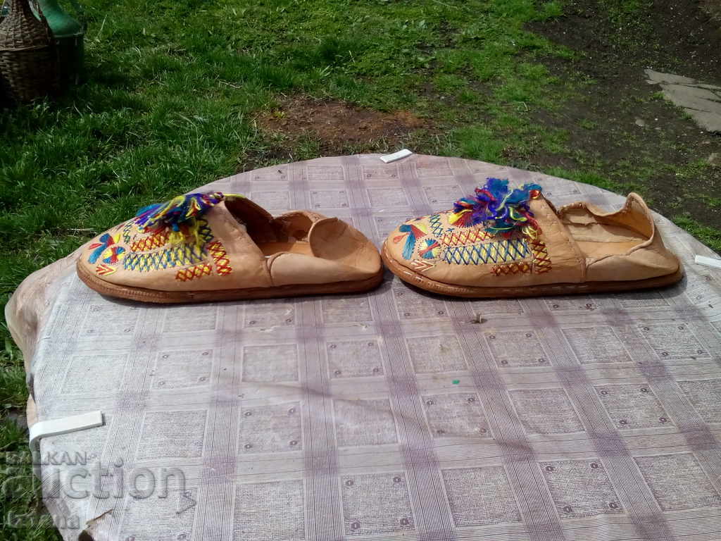 Auction Old leather shoes, horns Auction Old leather shoes, horns