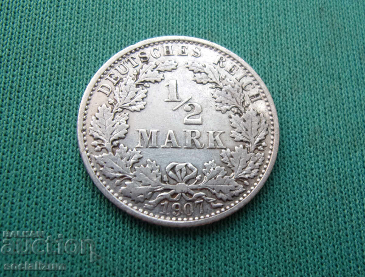 Germania ½ Marcă 1907 E Rare UNC (5) (r-k)