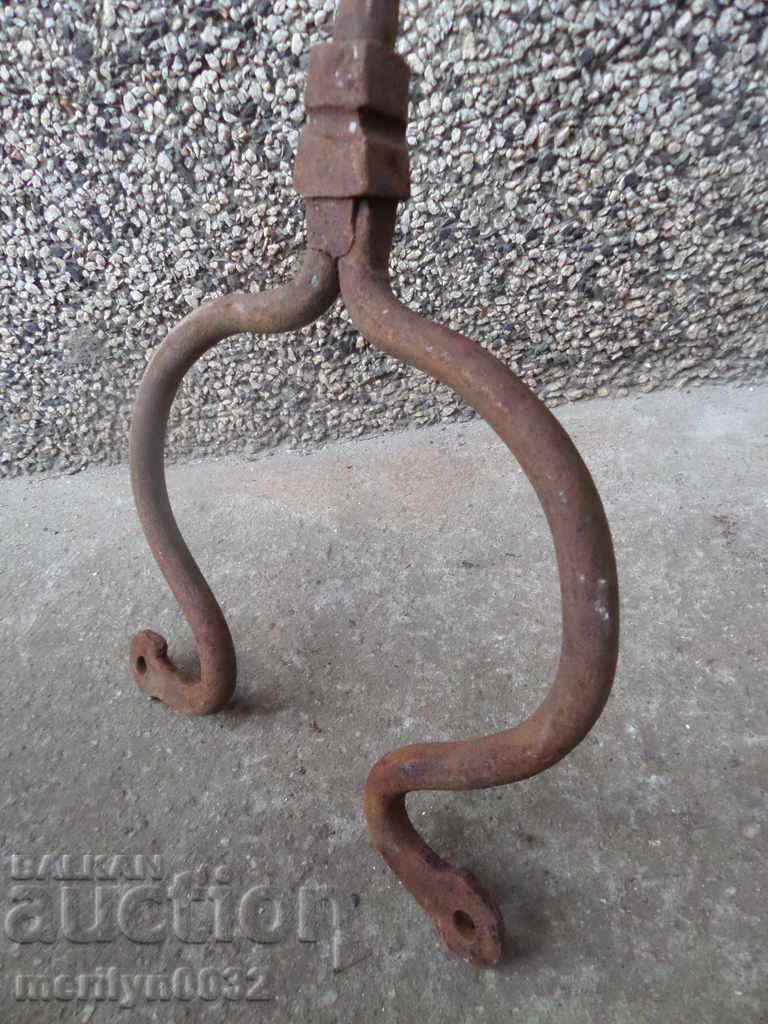 Old forged stall forged iron crotch primitive - 7 Old forged stall forged iron crotch primitive - 7