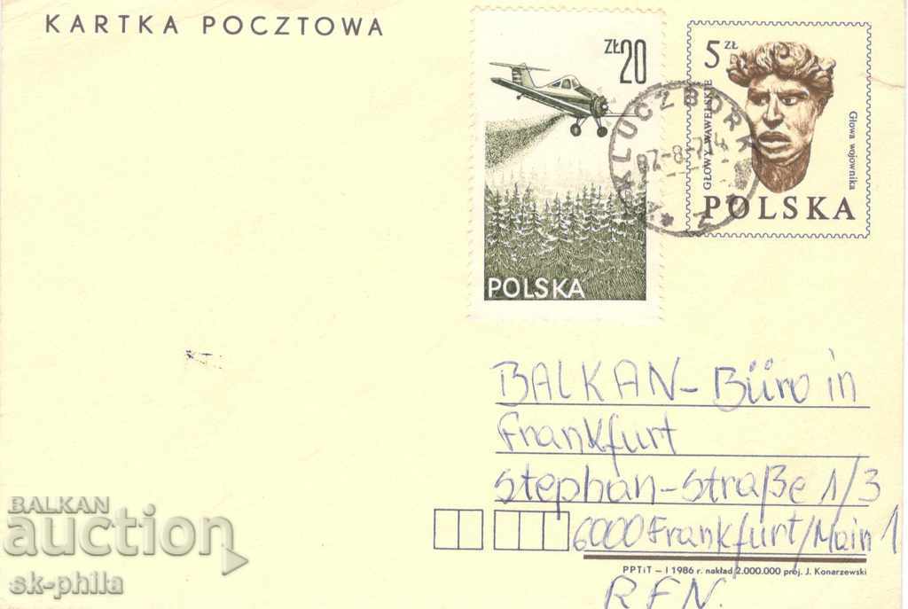 Пощенска карта - Полша - пътувала с допълнителна марка