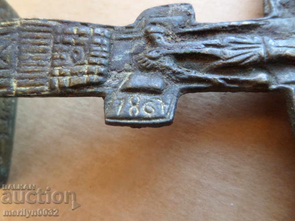 Renaissance bronze ceremonial seal prosphorus cross 1867 - 5 Renaissance bronze ceremonial seal prosphorus cross 1867 - 5