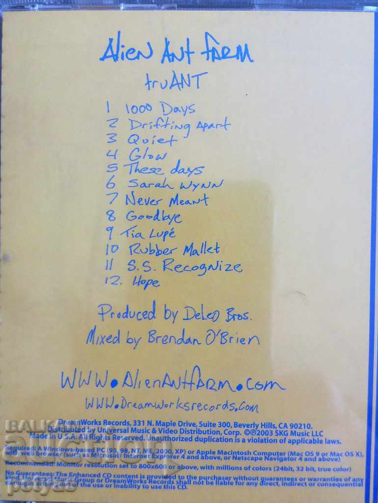 Auction  СД -Alien Ant Farm - truant [Full Album]