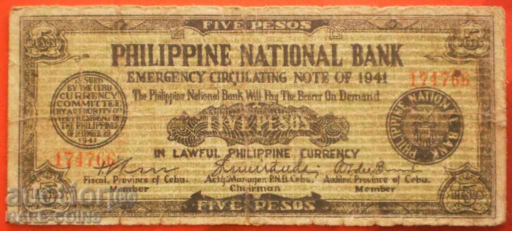 SUA - Filipine 5 Peso 1941 (rd)