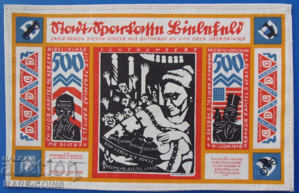 Germania Silk Banknote 500 Marq1923 Foarte rară UNC (r) cu preț € 135.49 | 265.00 BGN