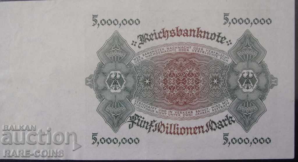 Germania 5.000.000 Marc 1923 XF + Foarte rar (r-c) cu preț € 33.23 | 64.99 BGN
