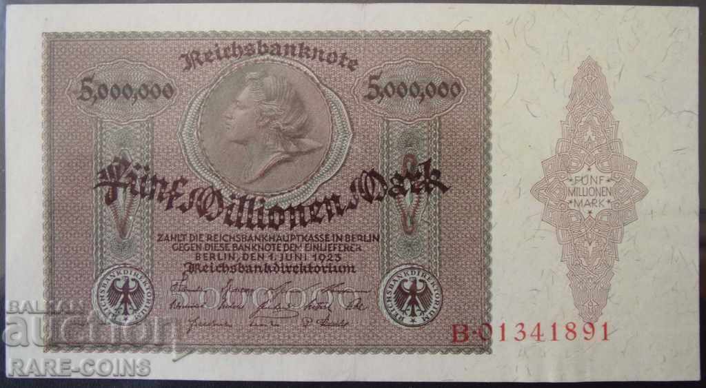 Германия 5 000 000 Марк 1923 XF+ Very Rare  (r-с)