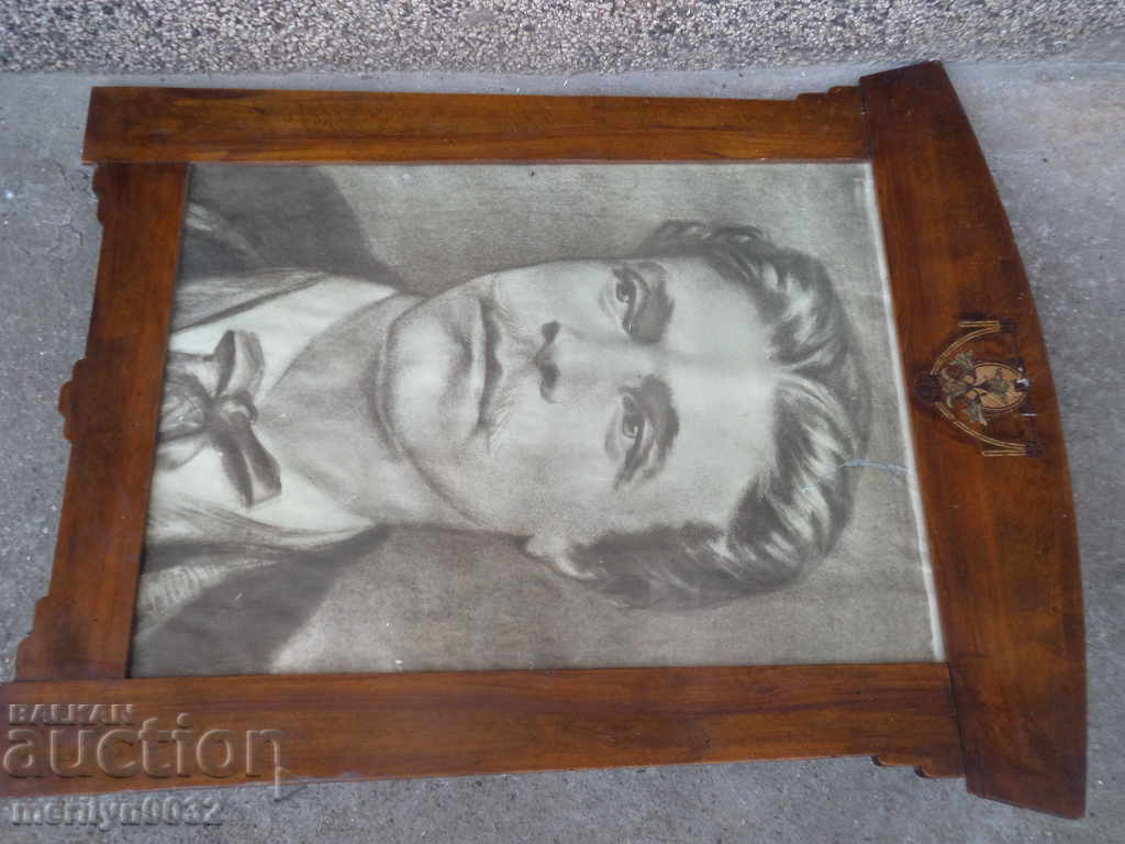 Portrait Vasil Levski Apostle lithography ORIGINAL intarsia - 6 Portrait Vasil Levski Apostle lithography ORIGINAL intarsia - 6