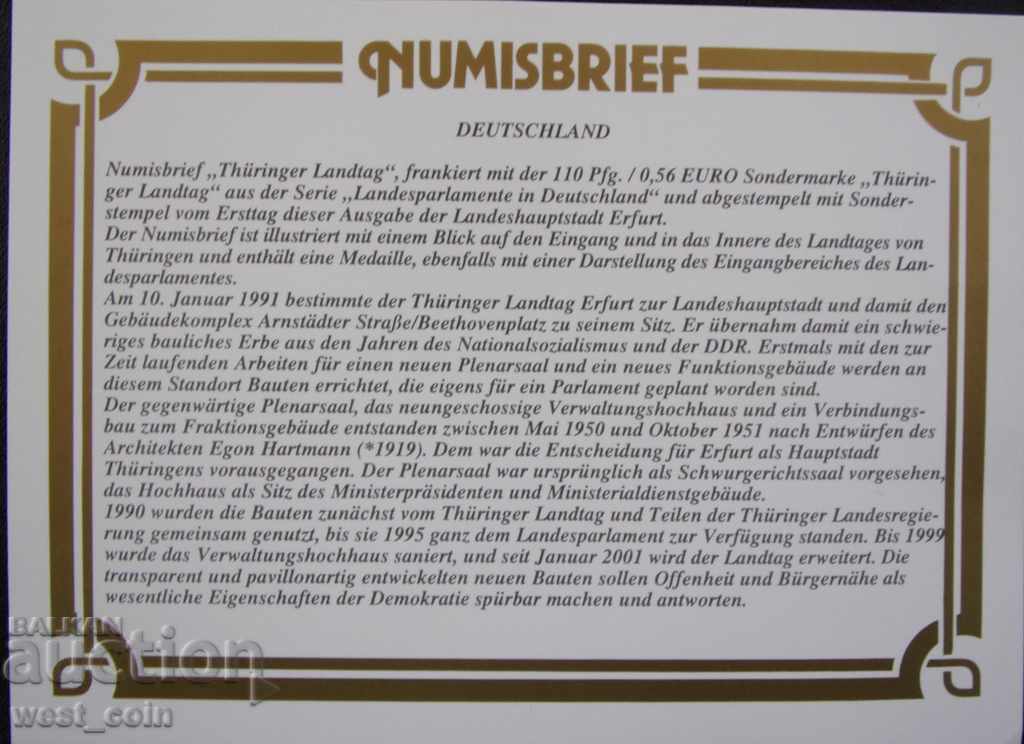 Perenials 2012 Plicul poștal Turingia NUMISBRIEFE - 5 Perenials 2012 Plicul poștal Turingia NUMISBRIEFE - 5