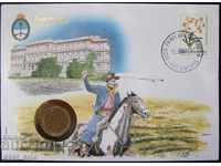 Argentina 1987 Postage Envelope with Coin NUMISBRIEFE