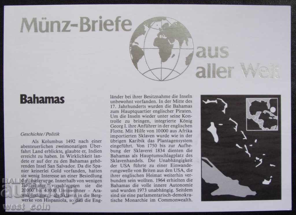 Licitație Bahamas 1987 Plicul poștal cu moneda NUMISBRIEFE