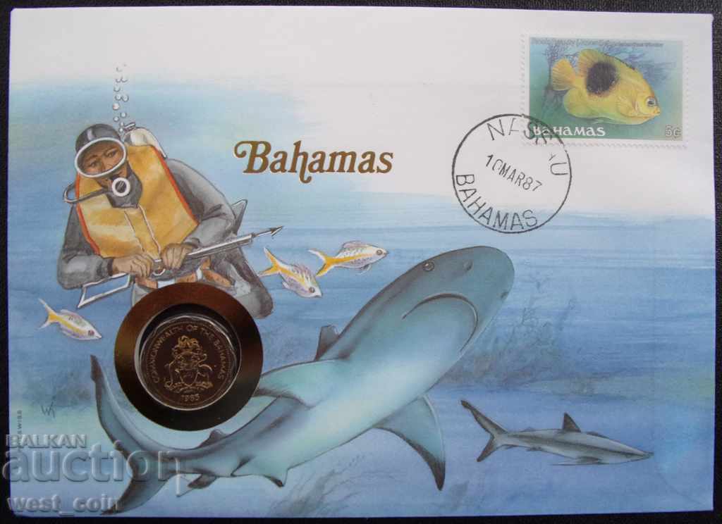 Bahamas 1987 Postage envelope with NUMISBRIEFE Coin