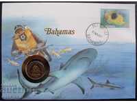 Bahamas 1987 Postage envelope with NUMISBRIEFE Coin