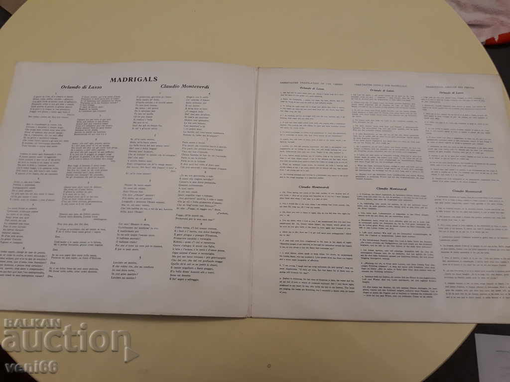 Auction Gramophone record - Lasso Monteverdi Auction Gramophone record - Lasso Monteverdi